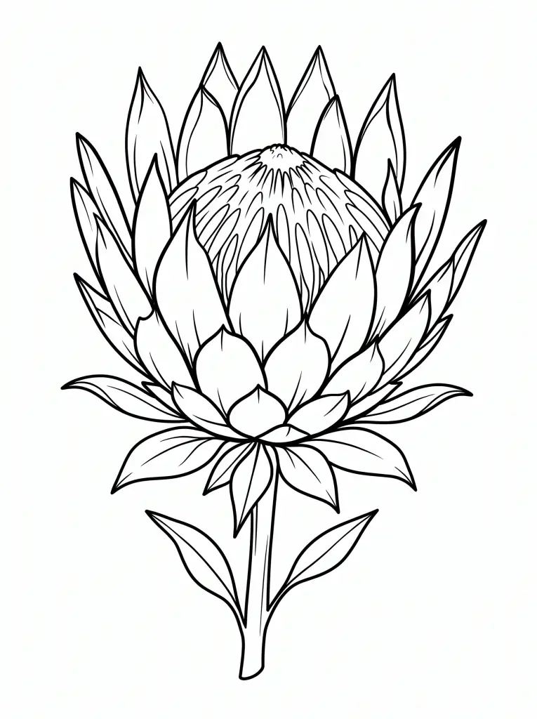 Delicate Protea outline template to trace with AR Drawing