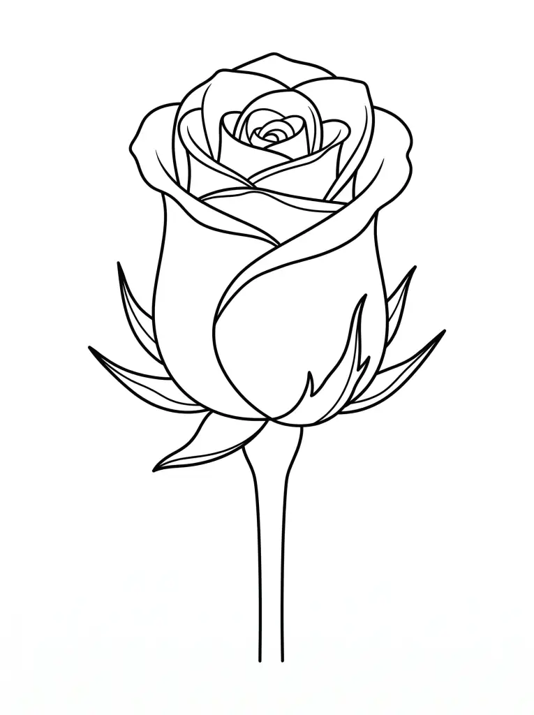 Delicate Rose Bud outline template to trace with AR Drawing