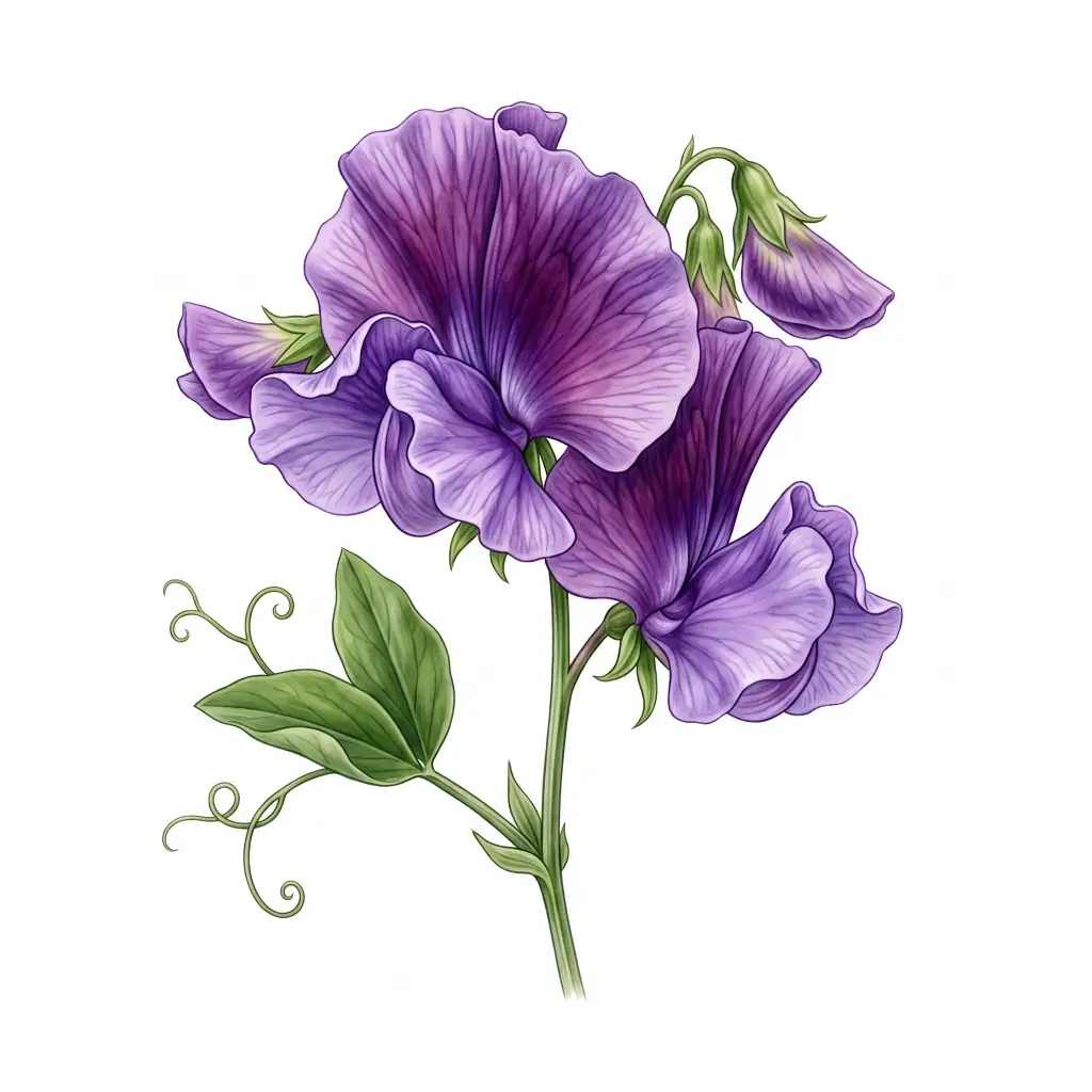 Vibrant Sweet Pea color drawing template to trace with AR Drawing
