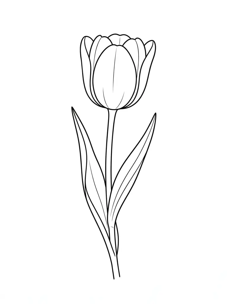 Delicate Tulip outline template to trace with AR Drawing