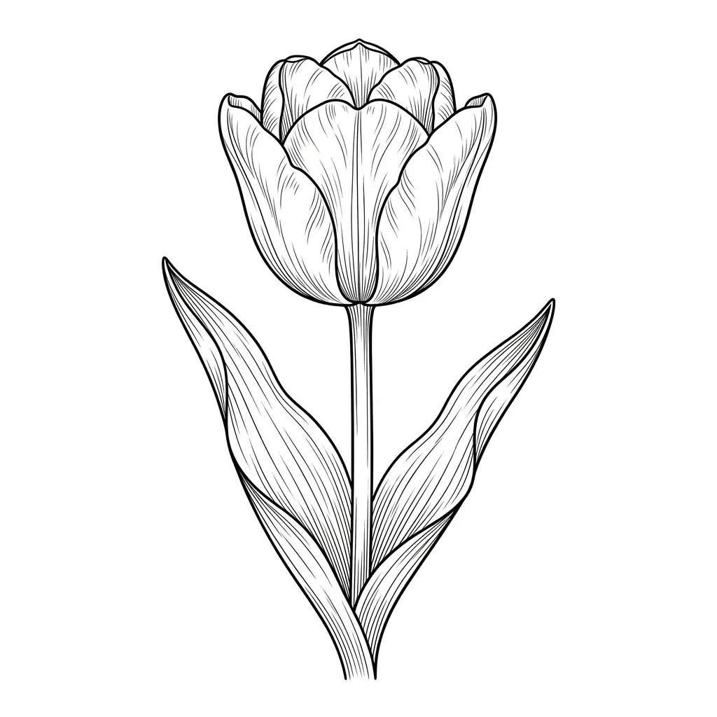 Tulip outline template to trace with AR Drawing