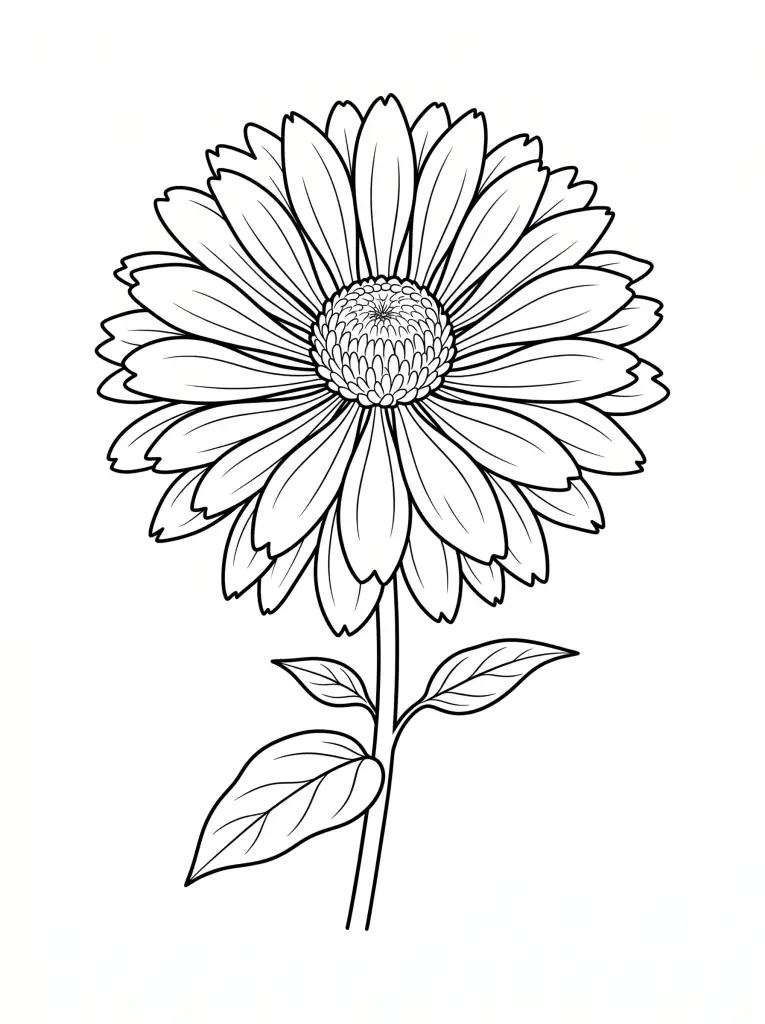 Delicate Zinnia outline template to trace with AR Drawing