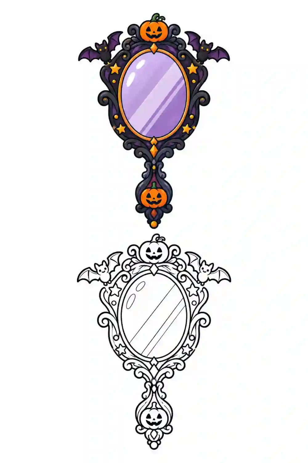 Bat Magic Mirror outline template to trace with AR Drawing