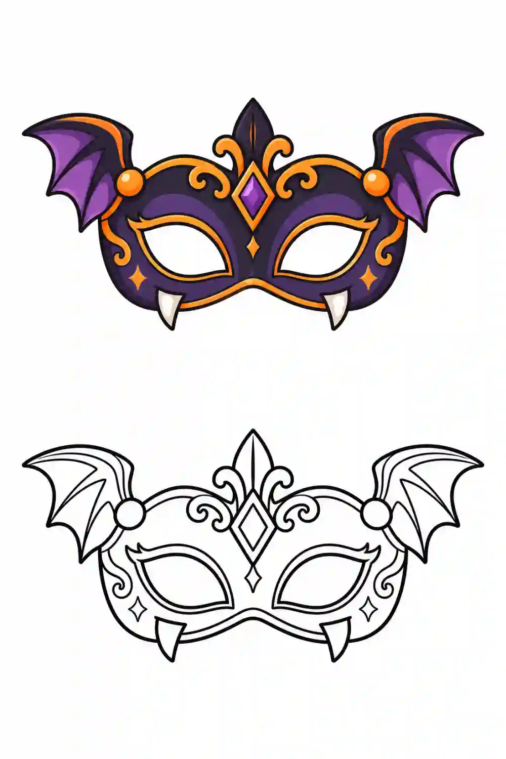 Bat Masquerade Mask outline template to trace with AR Drawing