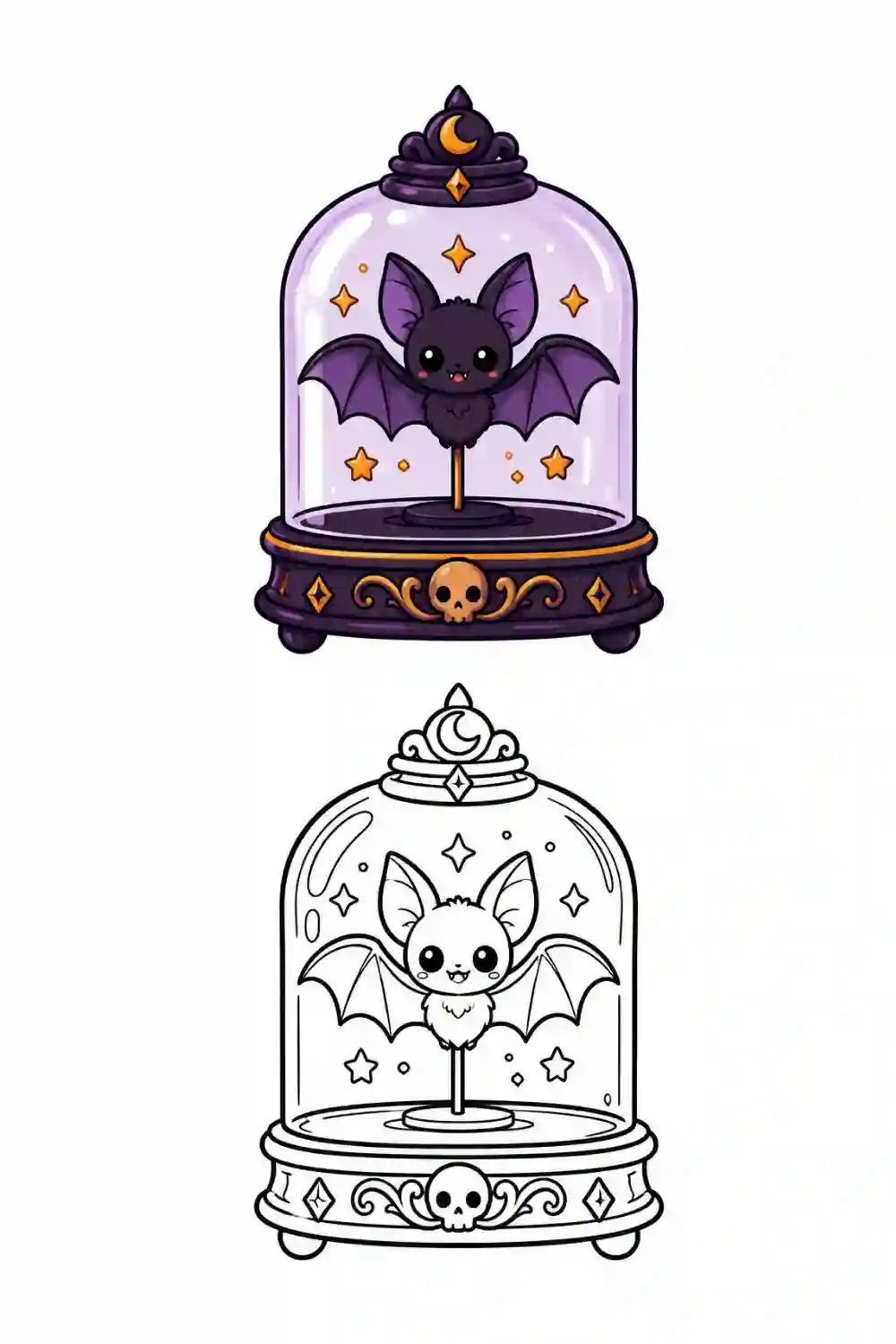 Bat Snow Globe outline template to trace with AR Drawing