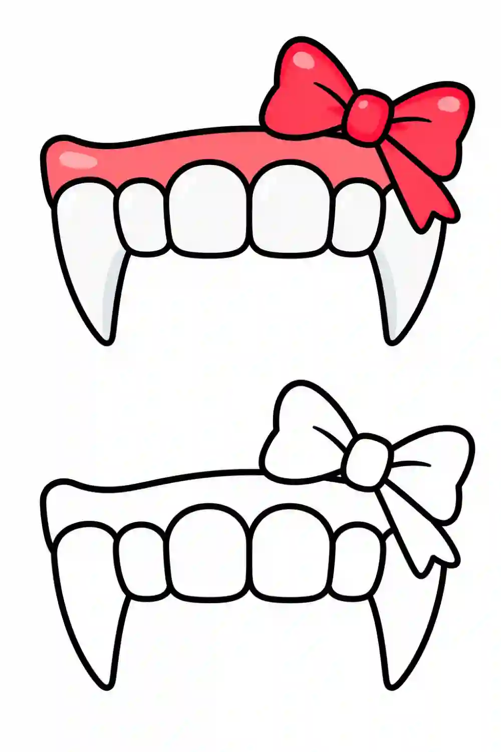 Bow Vampire Fangs outline template to trace with AR Drawing