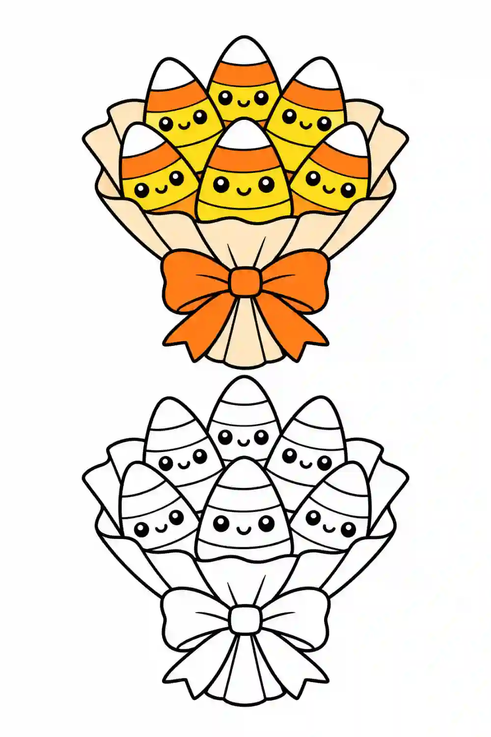 Candy Corn Bouquet outline template to trace with AR Drawing