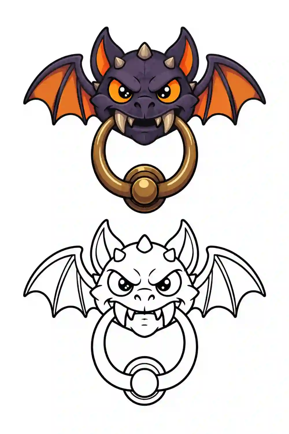 Cute Vampire Bat outline template to trace with AR Drawing