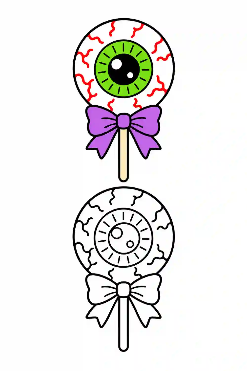 Eyeball Lollipop outline template to trace with AR Drawing