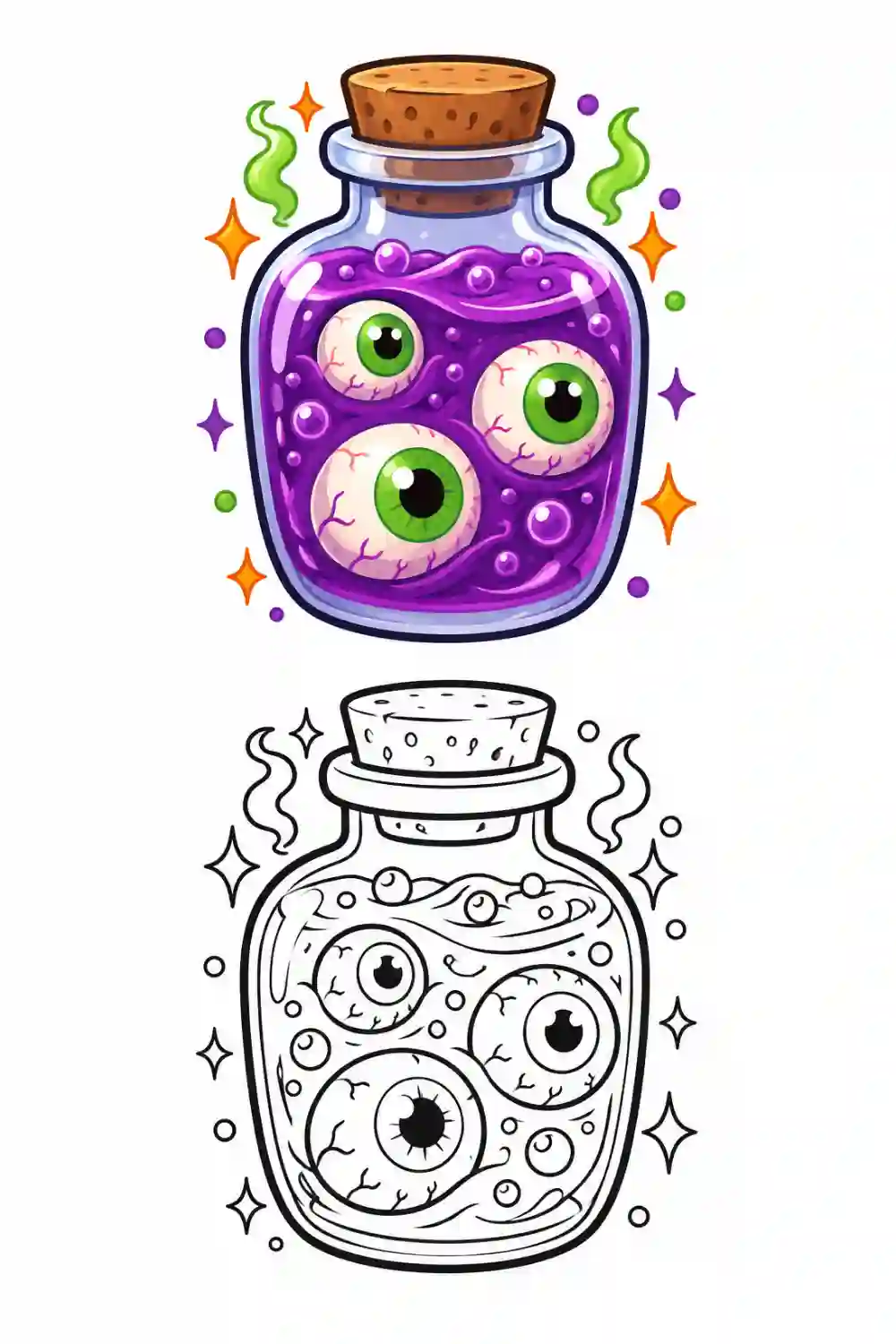 Eyeball Potion Jar outline template to trace with AR Drawing