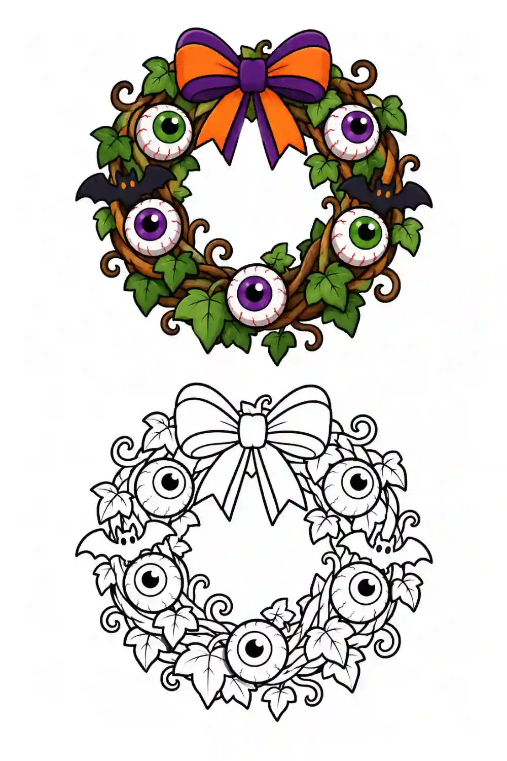 Eyeball Wreath outline template to trace with AR Drawing