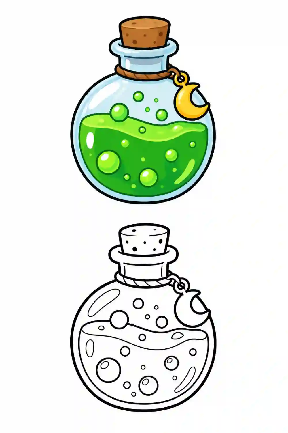 Green Potion Bottle outline template to trace with AR Drawing