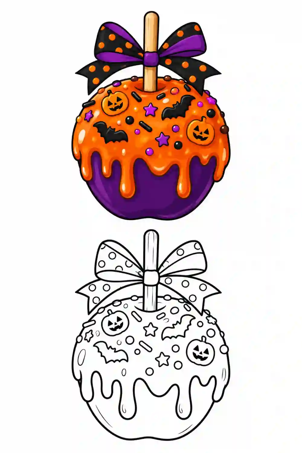 Halloween Candy Apple outline template to trace with AR Drawing