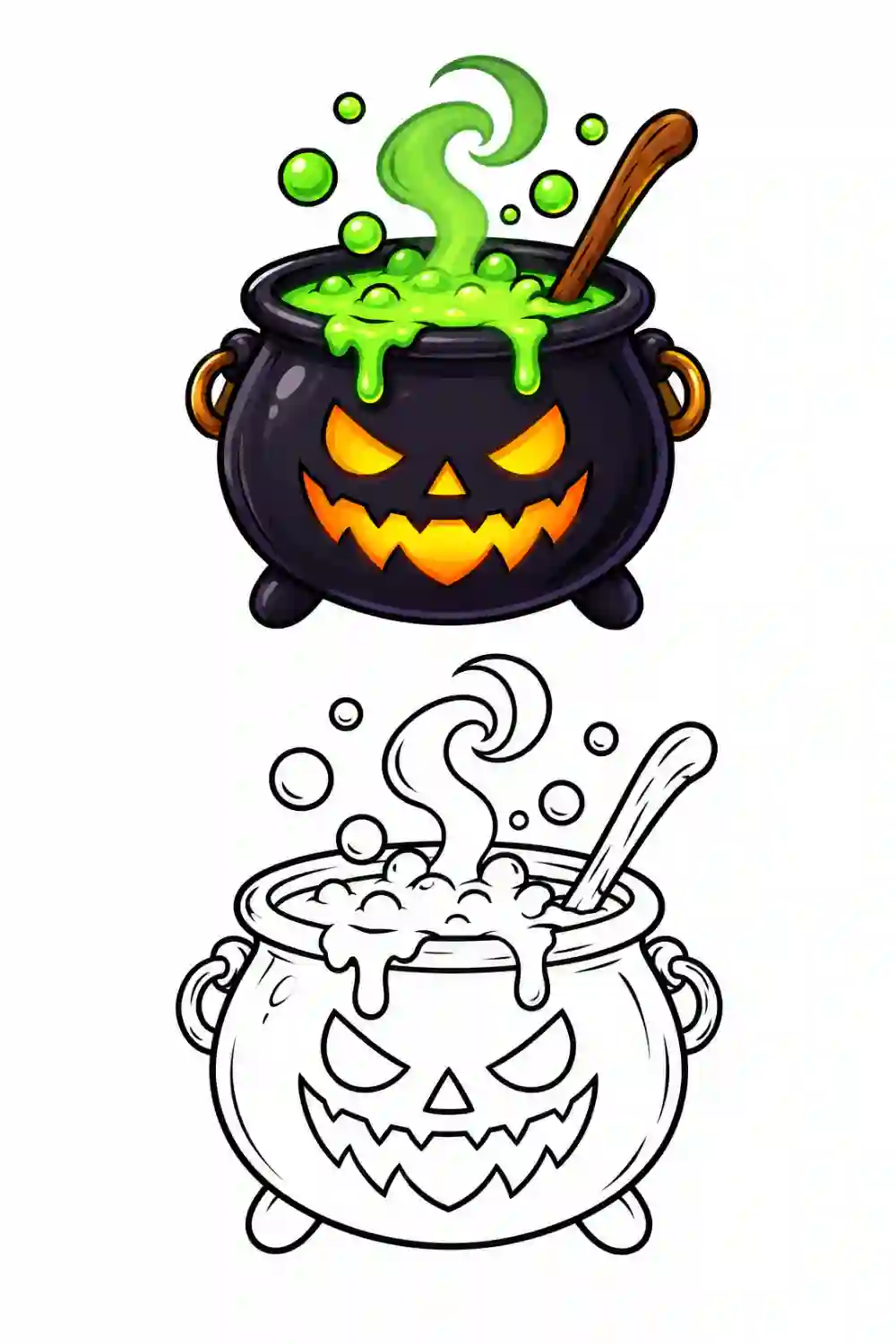Jack O Lantern Cauldron outline template to trace with AR Drawing