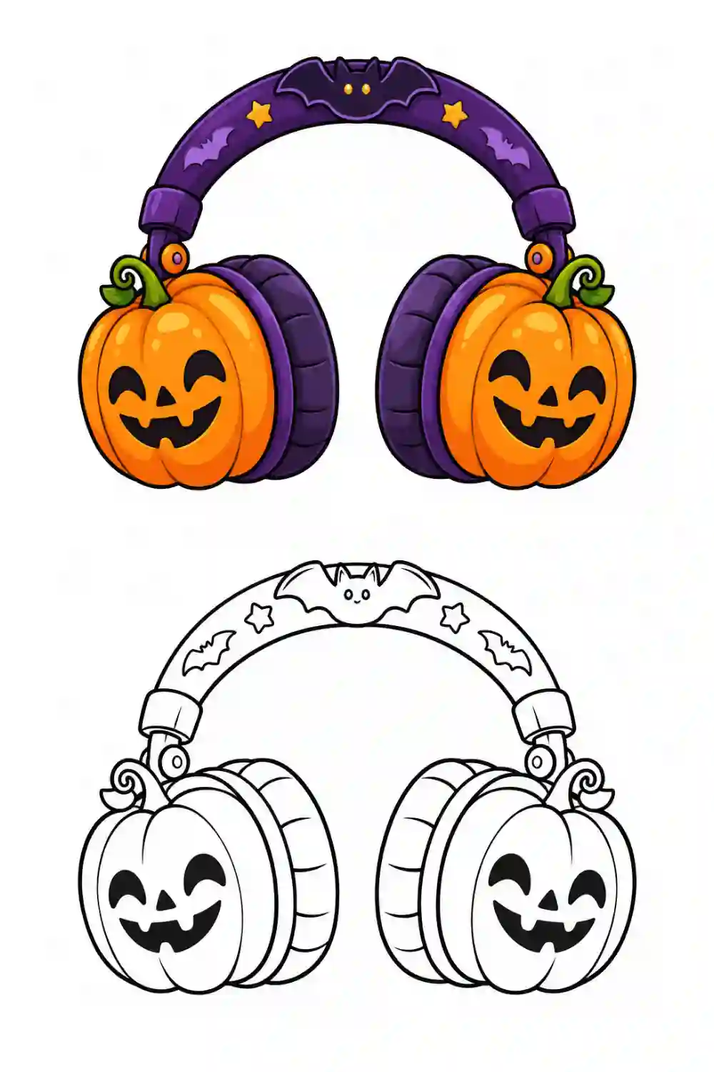 Jack O Lantern Headphones outline template to trace with AR Drawing