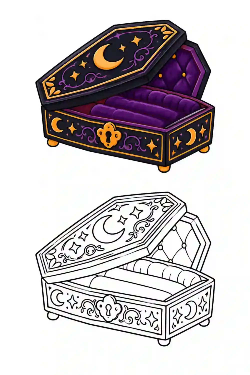 Moon Coffin outline template to trace with AR Drawing