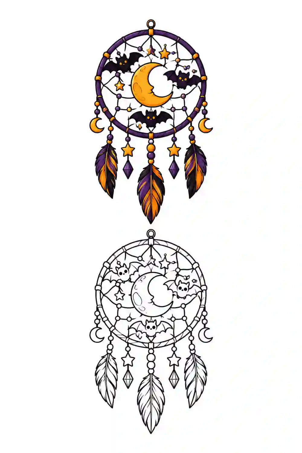 Moon Dreamcatcher outline template to trace with AR Drawing