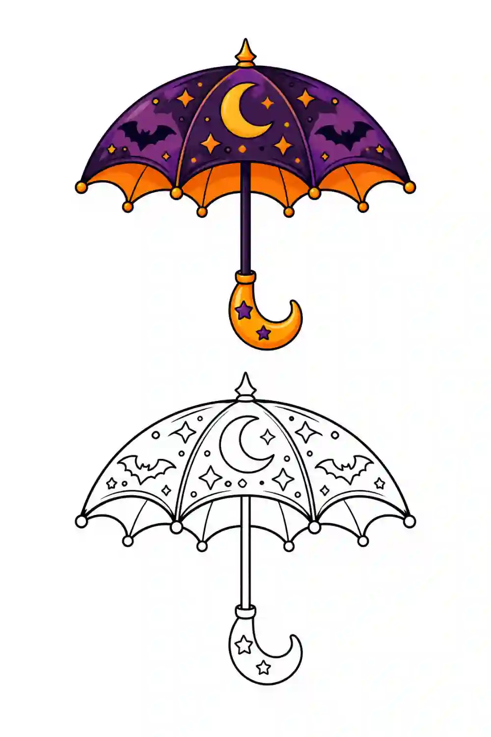 Moon Halloween Umbrella outline template to trace with AR Drawing
