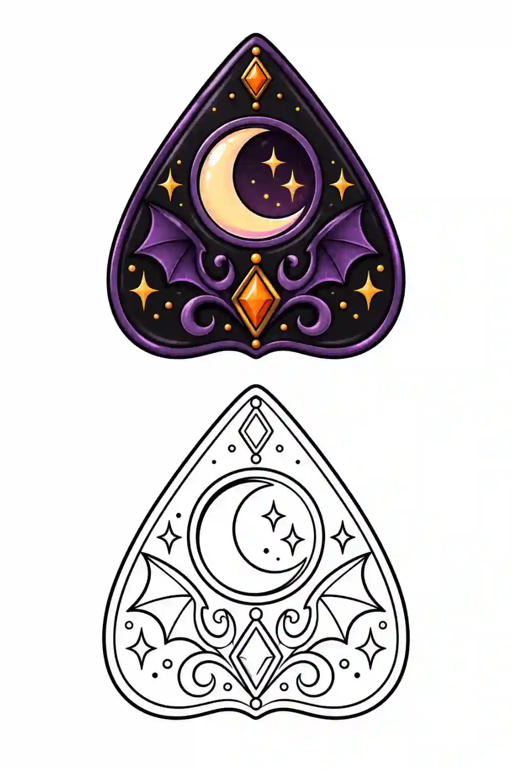 Moon Planchette outline template to trace with AR Drawing