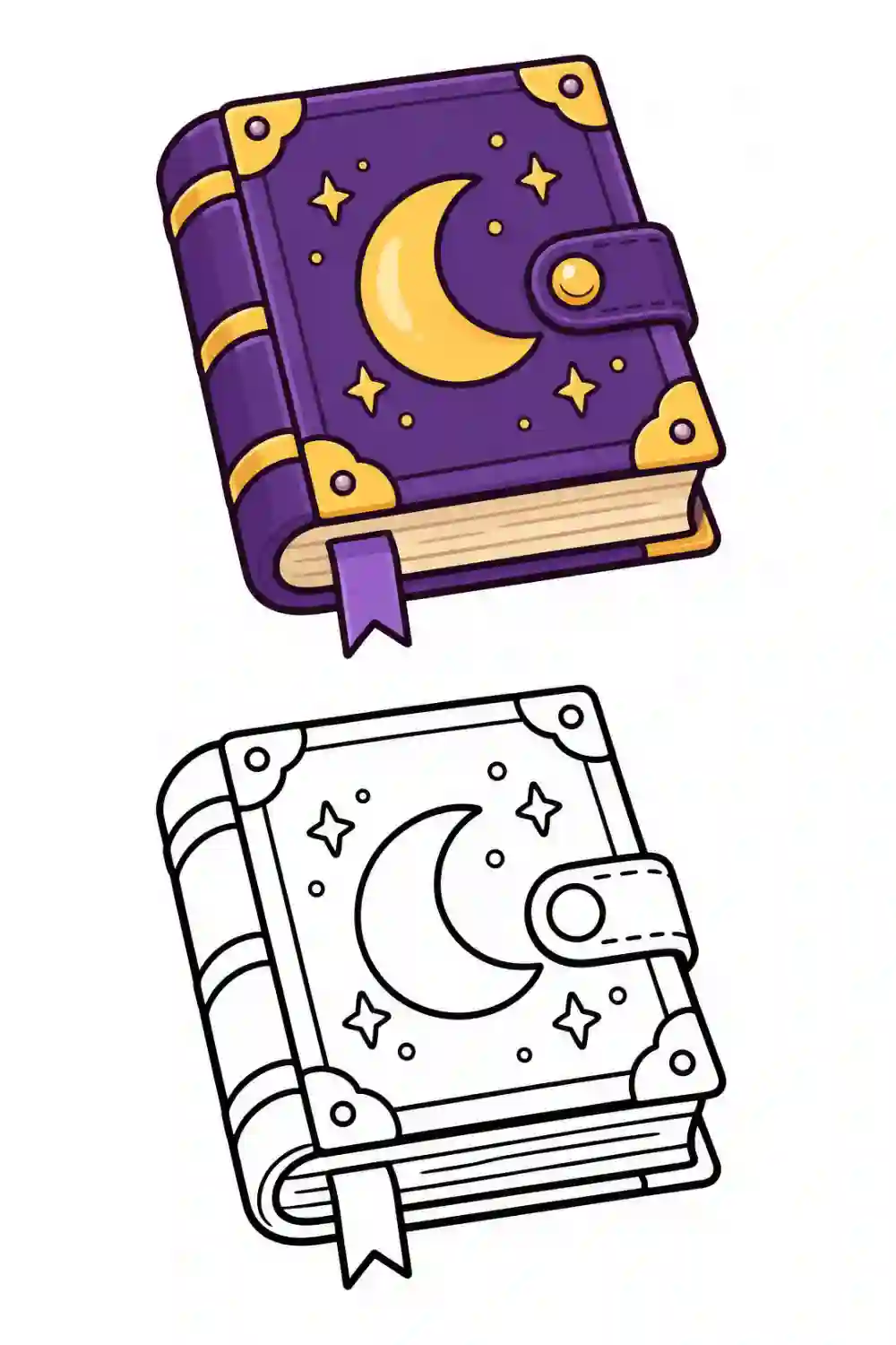 Moon Spellbook outline template to trace with AR Drawing