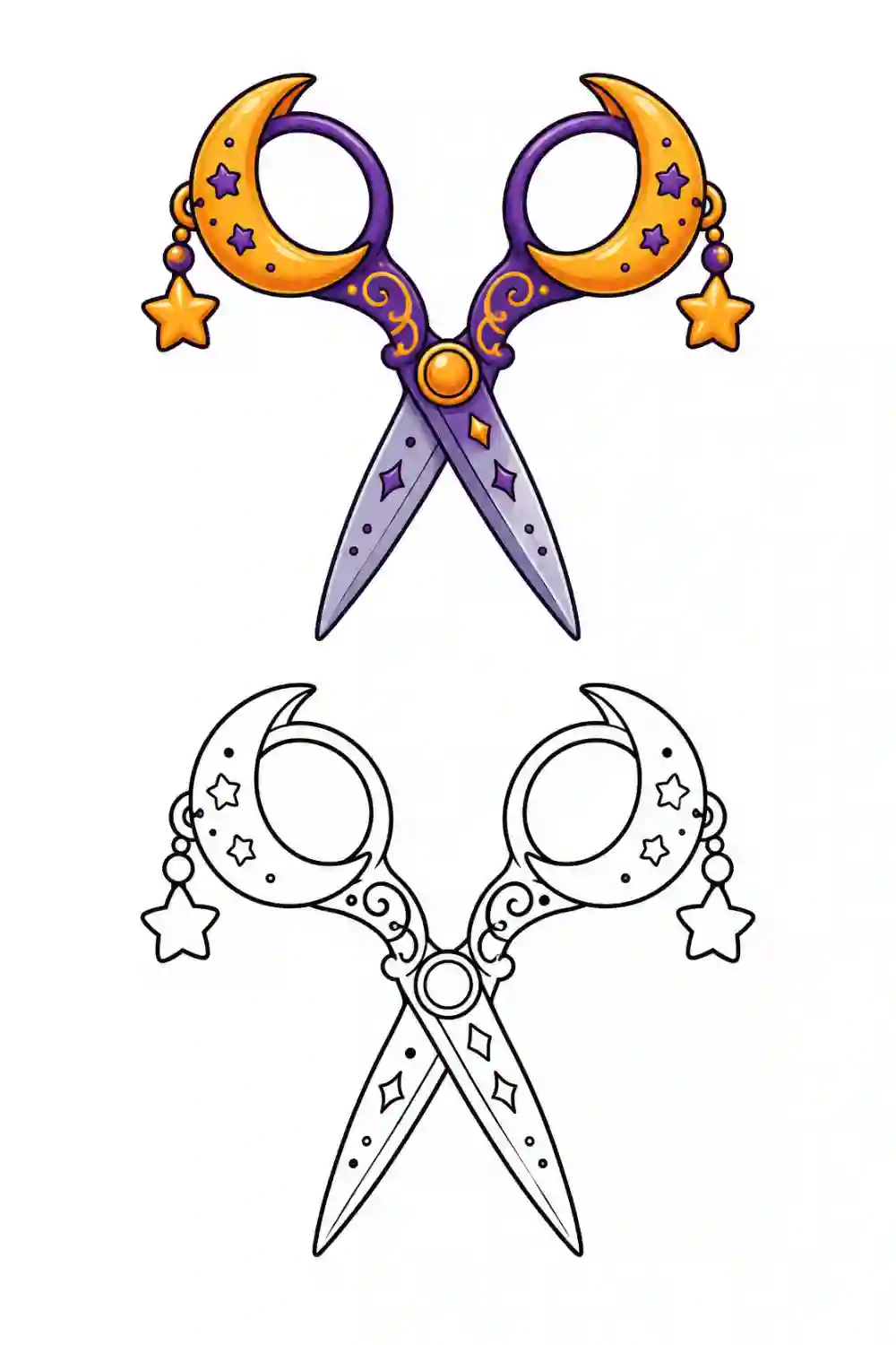 Moon Witch Scissors outline template to trace with AR Drawing