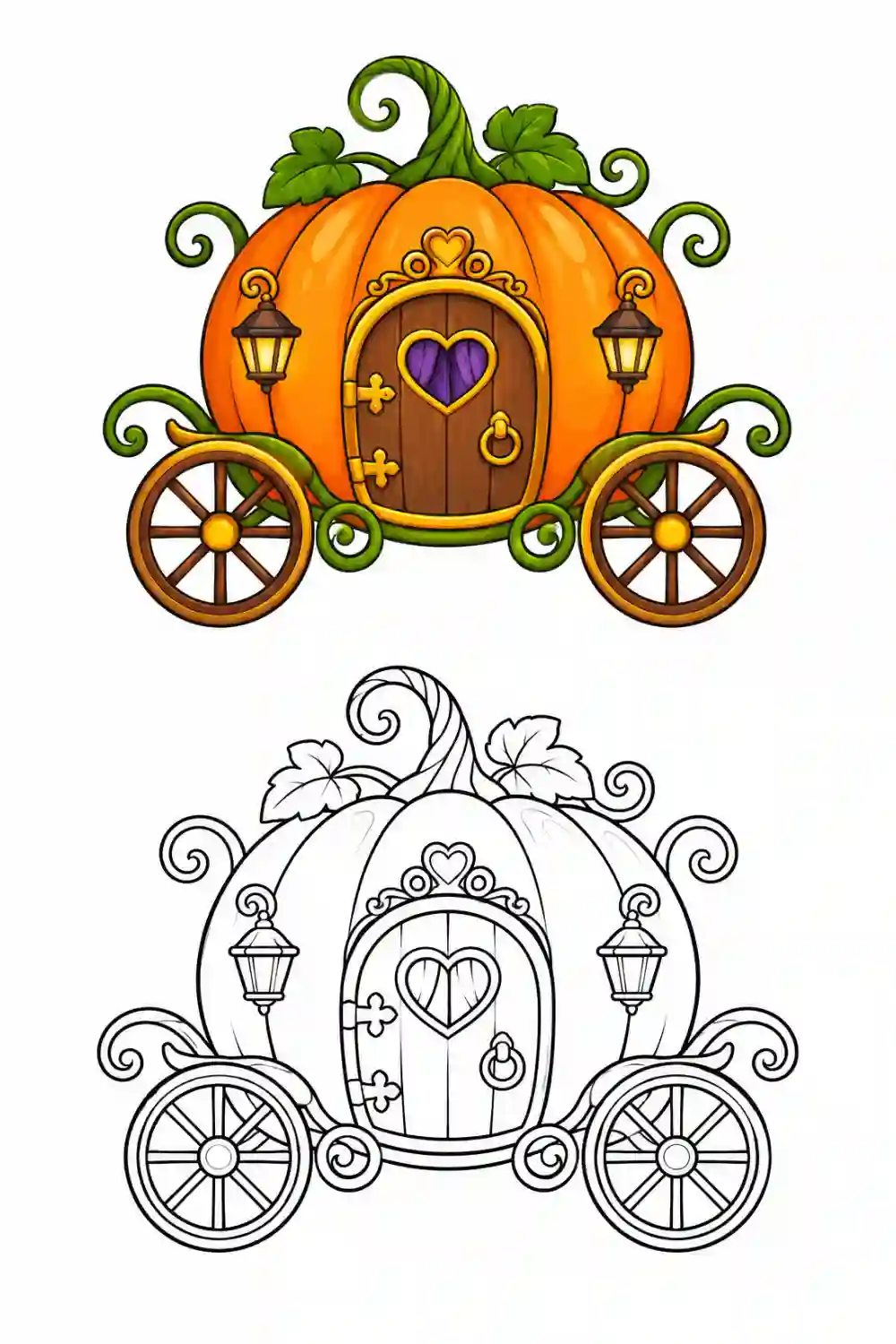 Pumpkin Carriage outline template to trace with AR Drawing