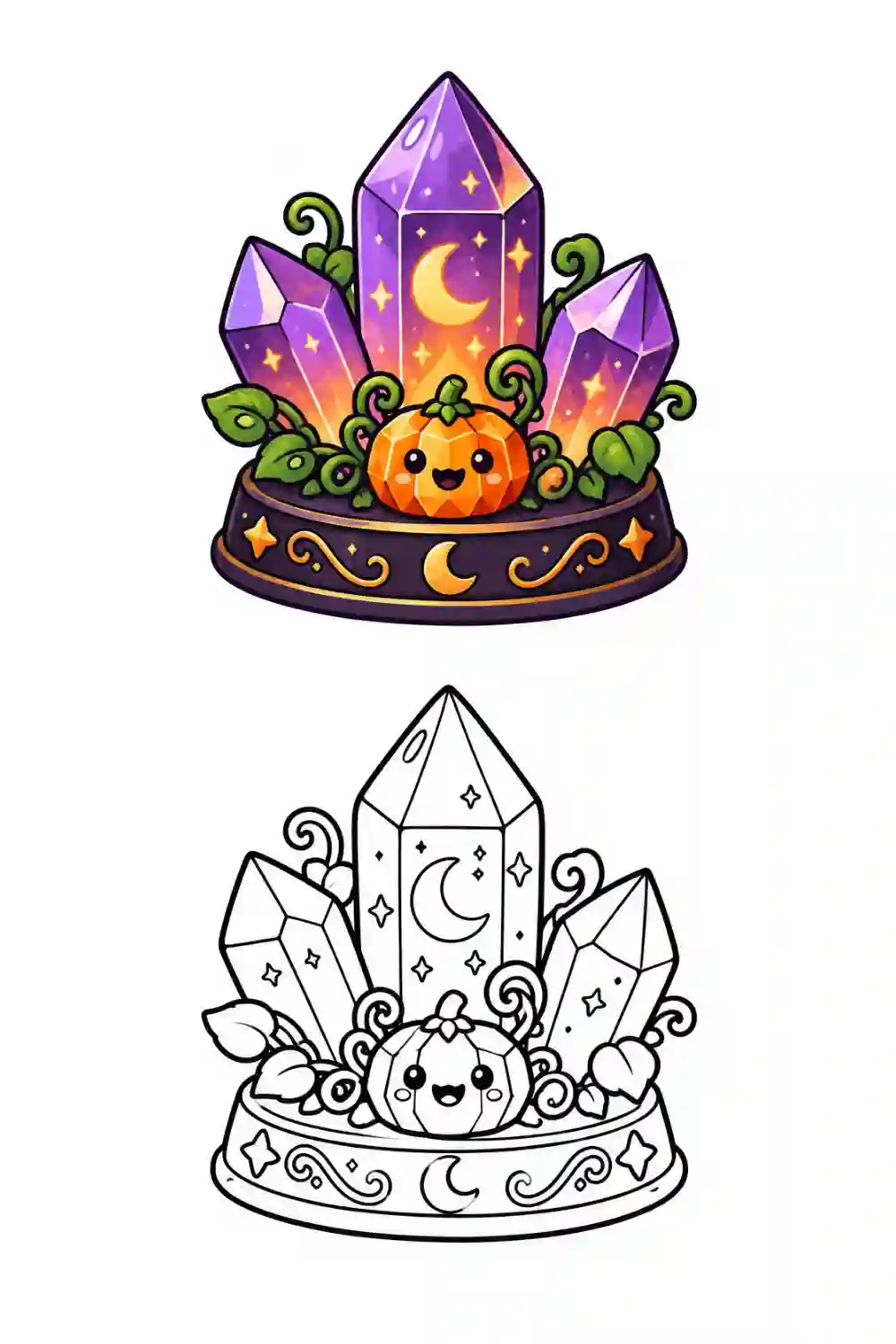 Pumpkin Crystal Crown outline template to trace with AR Drawing
