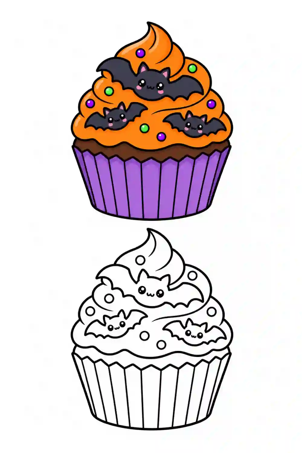 Pumpkin Cupcake outline template to trace with AR Drawing