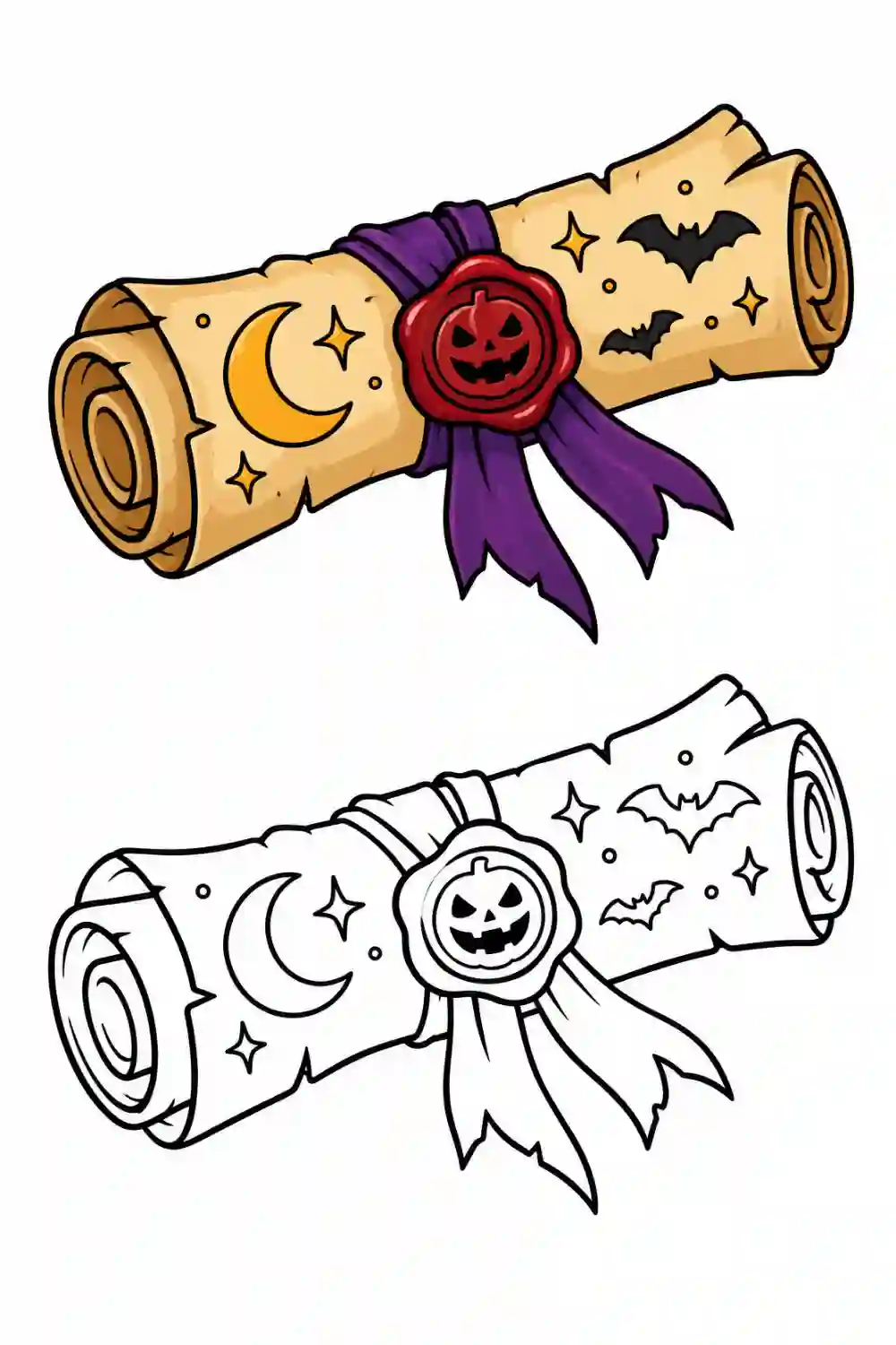 Pumpkin Seal Spell Scroll outline template to trace with AR Drawing