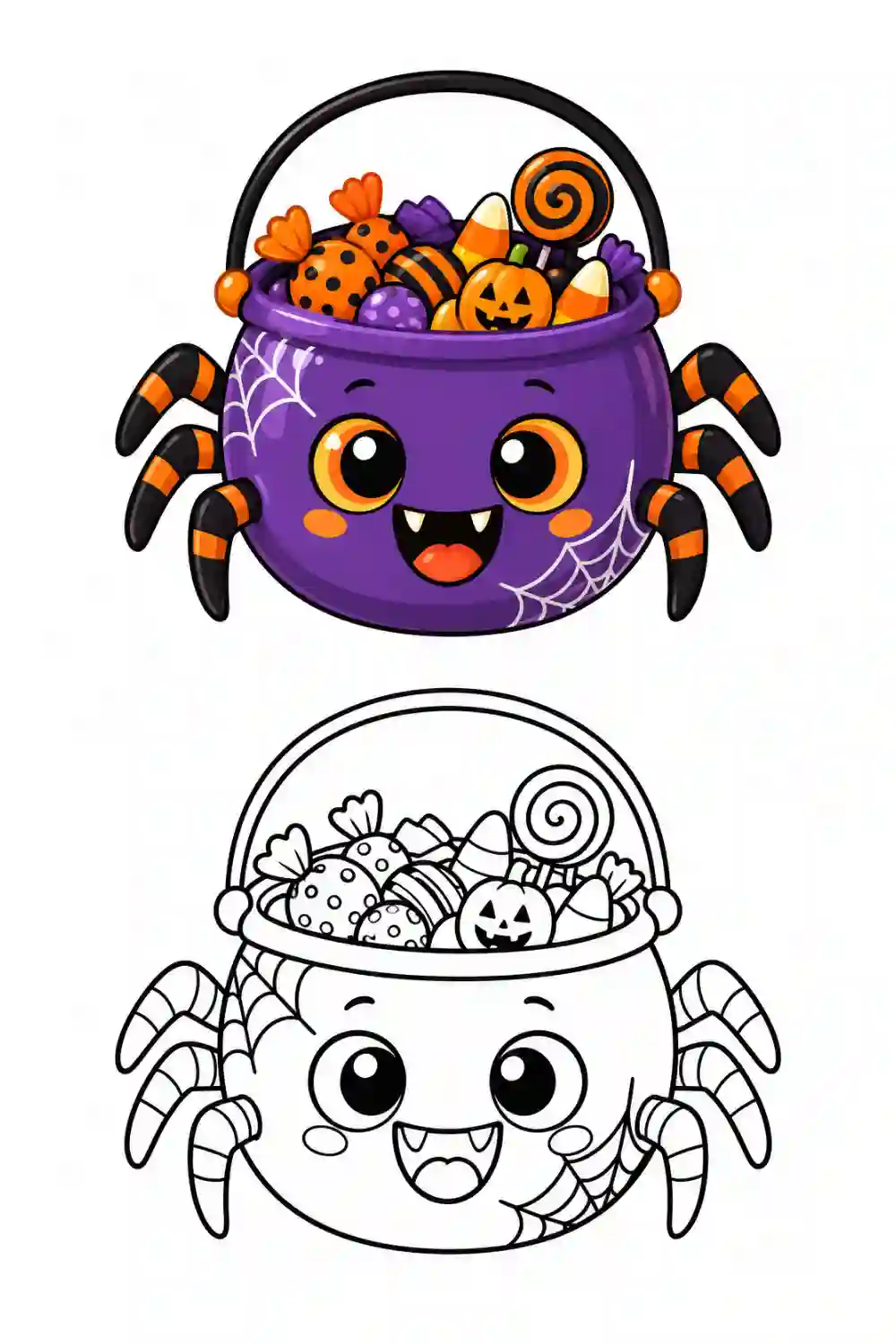 Spider Candy Bucket outline template to trace with AR Drawing