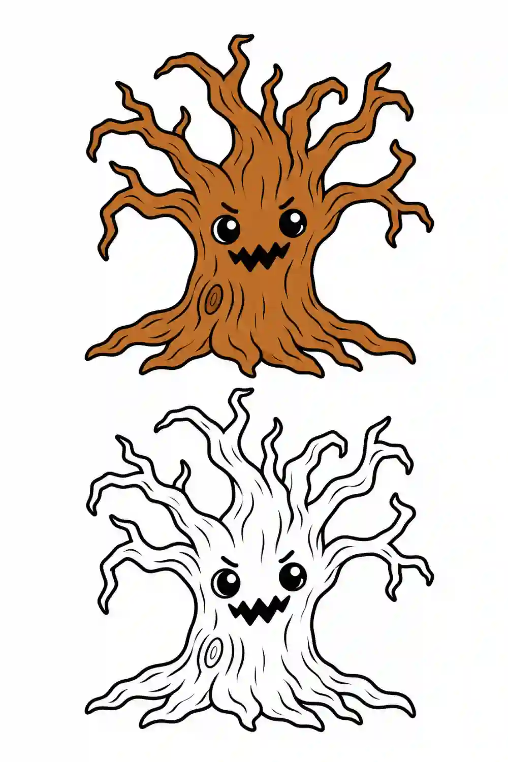 Spooky Haunted Tree outline template to trace with AR Drawing