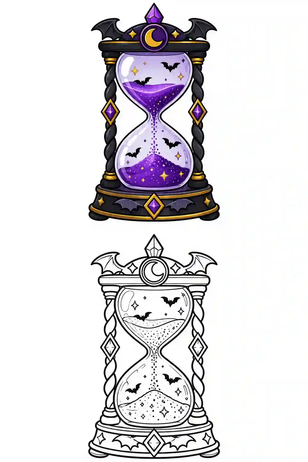 Witch Hourglass outline template to trace with AR Drawing