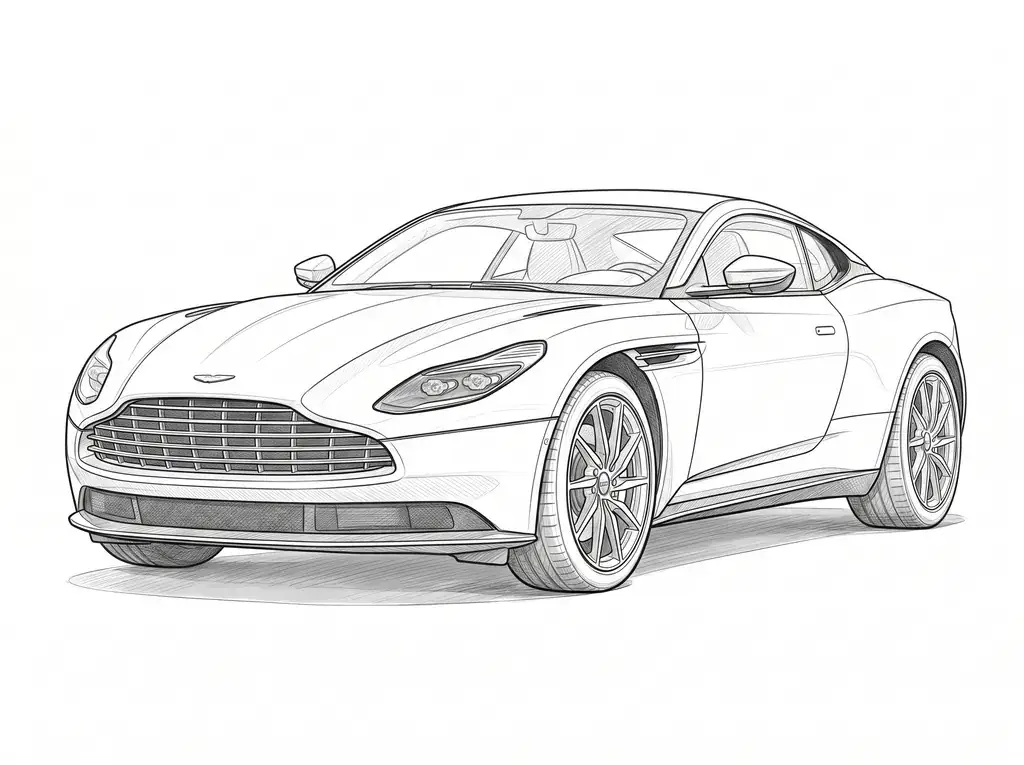 Aston Min DB11 outline template to trace with AR Drawing