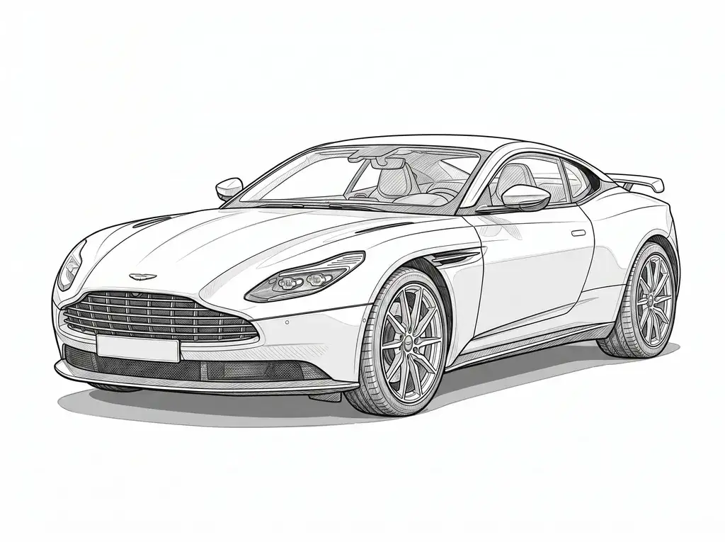 Aston Min DB11 (Rear) outline template to trace with AR Drawing