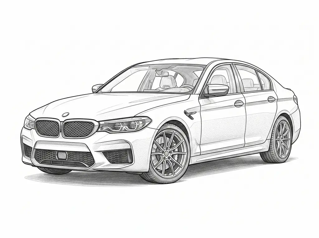 BMW M5 Competition F90 outline template to trace with AR Drawing