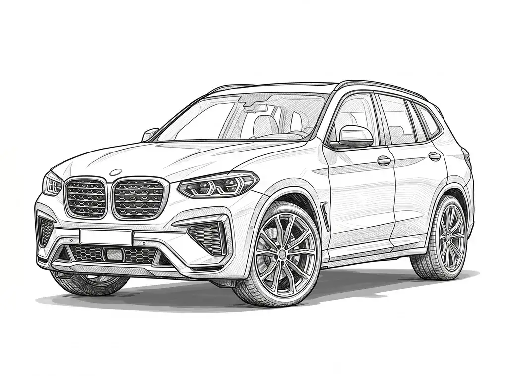 BMW X3 M Competition outline template to trace with AR Drawing