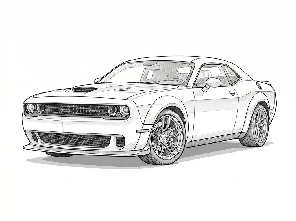 Dodge Challenger SRT Hellcat outline template to trace with AR Drawing