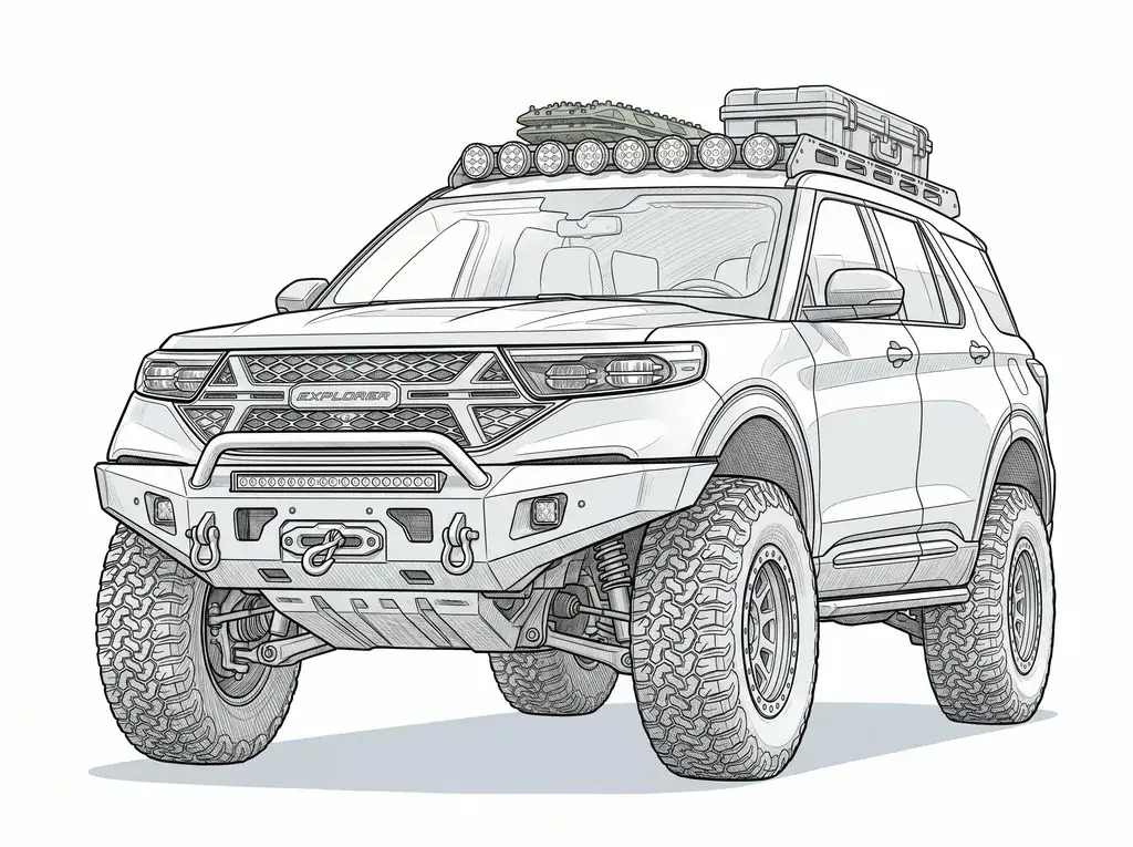 Ford Explorer Offroad outline template to trace with AR Drawing