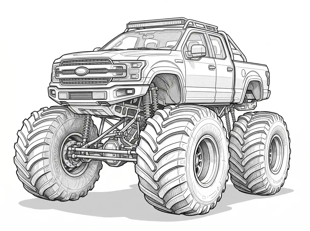 Ford F-150 Monster Truck outline template to trace with AR Drawing