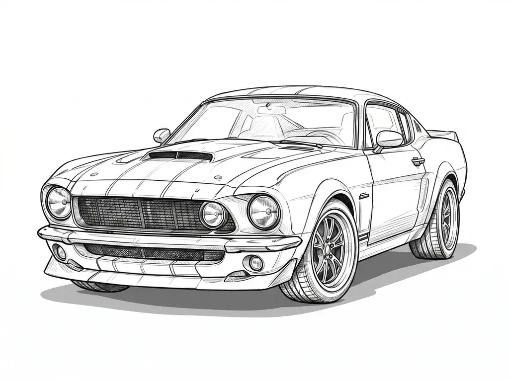 1967 Ford Mustang Shelby GT500 outline template to trace with AR Drawing