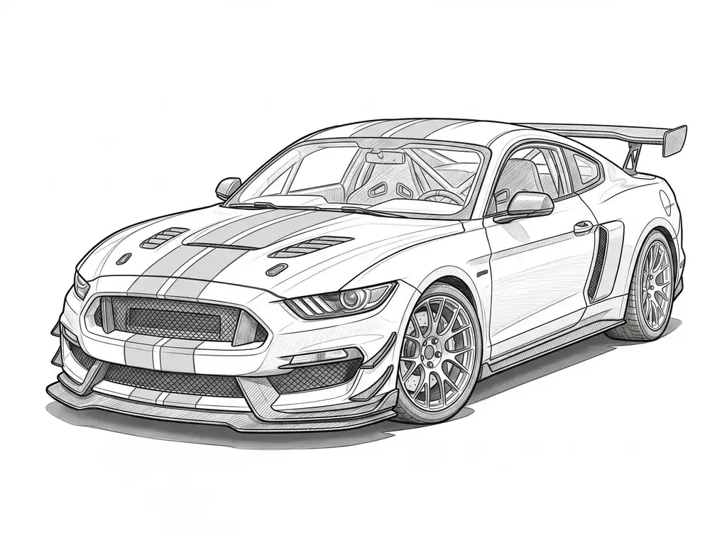 Ford Mustang Shelby GT350R outline template to trace with AR Drawing