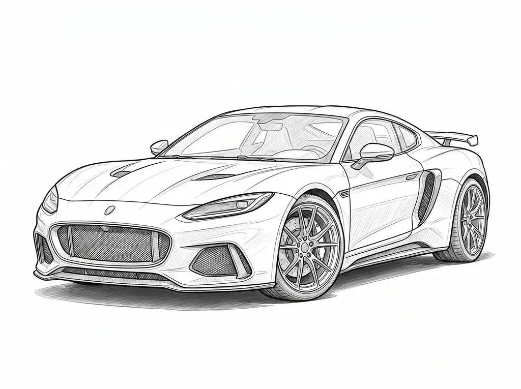Jaguar F-Type SVR (Rear) outline template to trace with AR Drawing