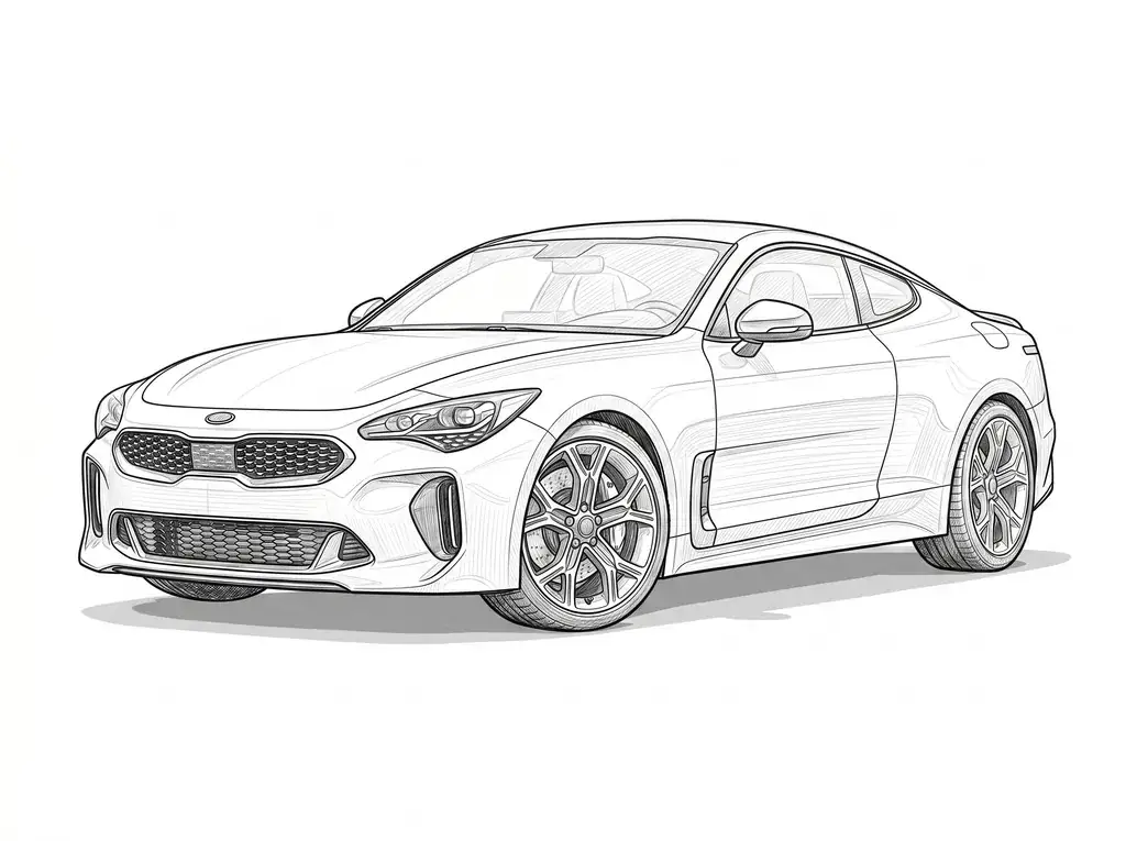 Kia Stinger GT Sports outline template to trace with AR Drawing