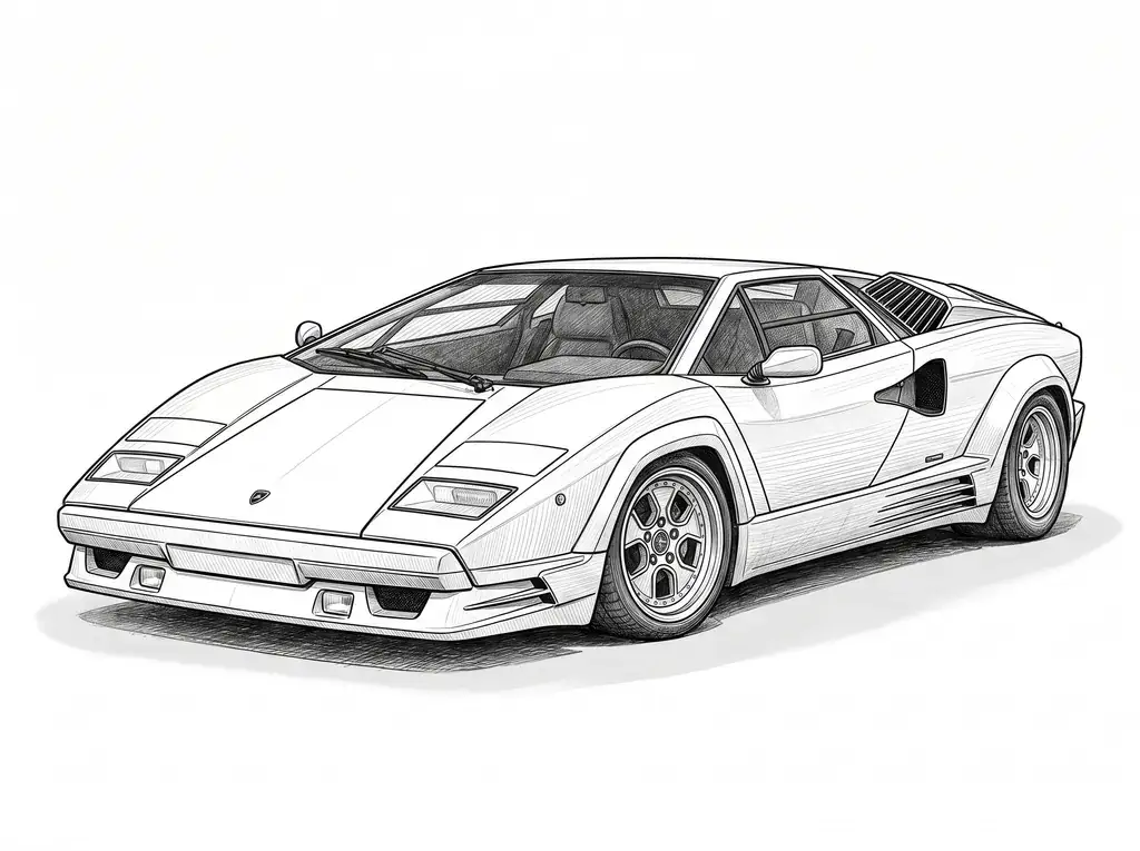 Lamborghini Countach outline template to trace with AR Drawing