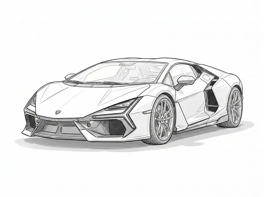 Lamborghini Revuelto V12 outline template to trace with AR Drawing