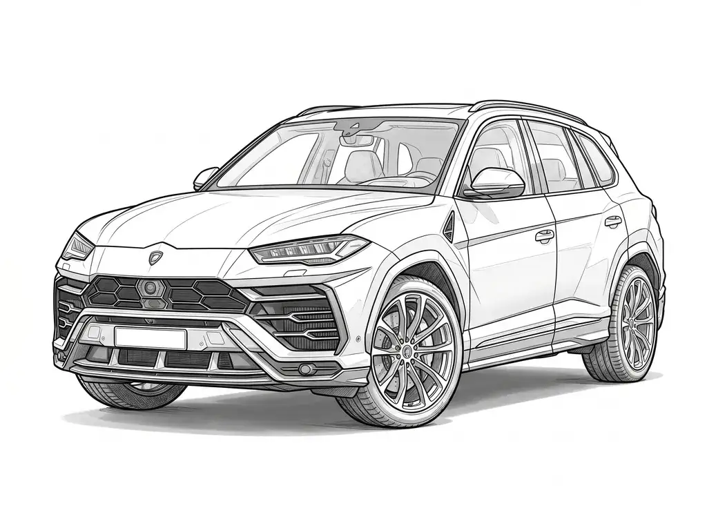 Lamborghini Urus (Rear) outline template to trace with AR Drawing