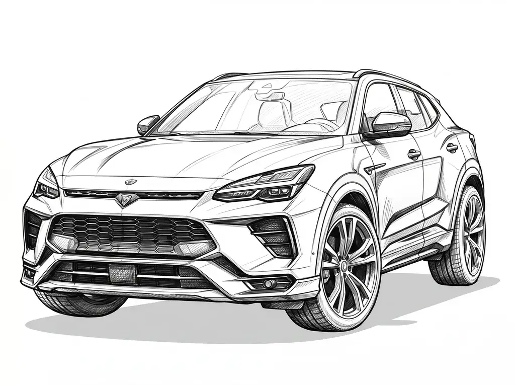 Lamborghini Urus outline template to trace with AR Drawing