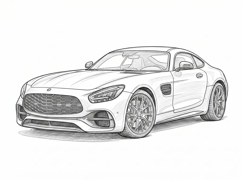 Mercedes-AMG GT outline template to trace with AR Drawing