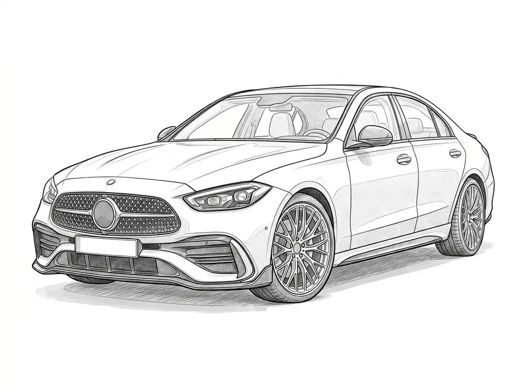 Mercedes-Benz C63 AMG Performance outline template to trace with AR Drawing