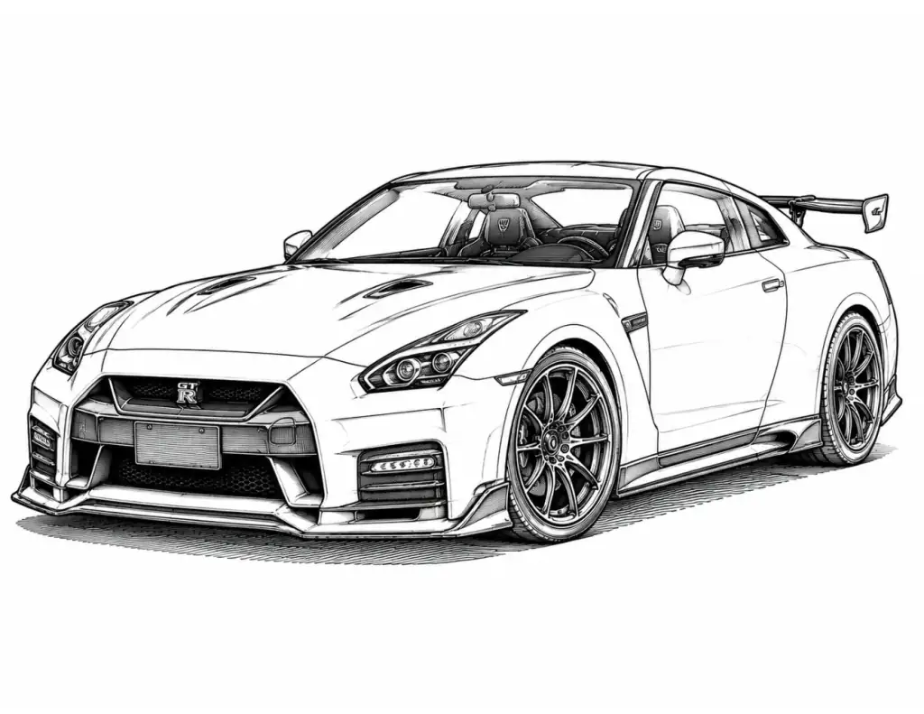 Nissan GT-R R35 Godzilla outline template to trace with AR Drawing
